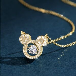 18K Gold Mickey Mouse Head with Dancing Diamond In Motion Character